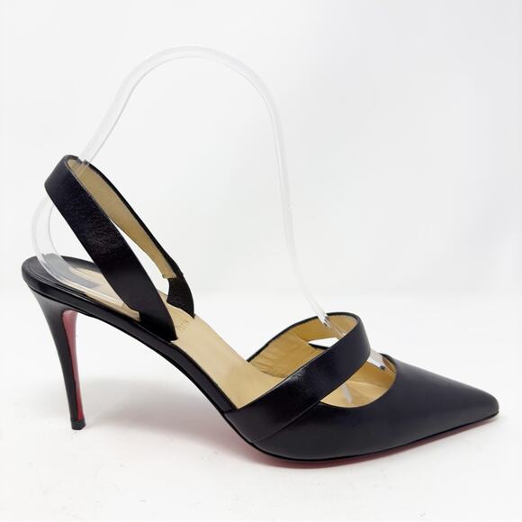 Christian Louboutin Actina Black Leather Slingback Pumps - Picture 7 of 14